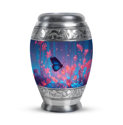 Personalized Blue Steadfast Butterfly Cremation Urns for Human Ashes - 10-inch, 200 cu in - Yatskia