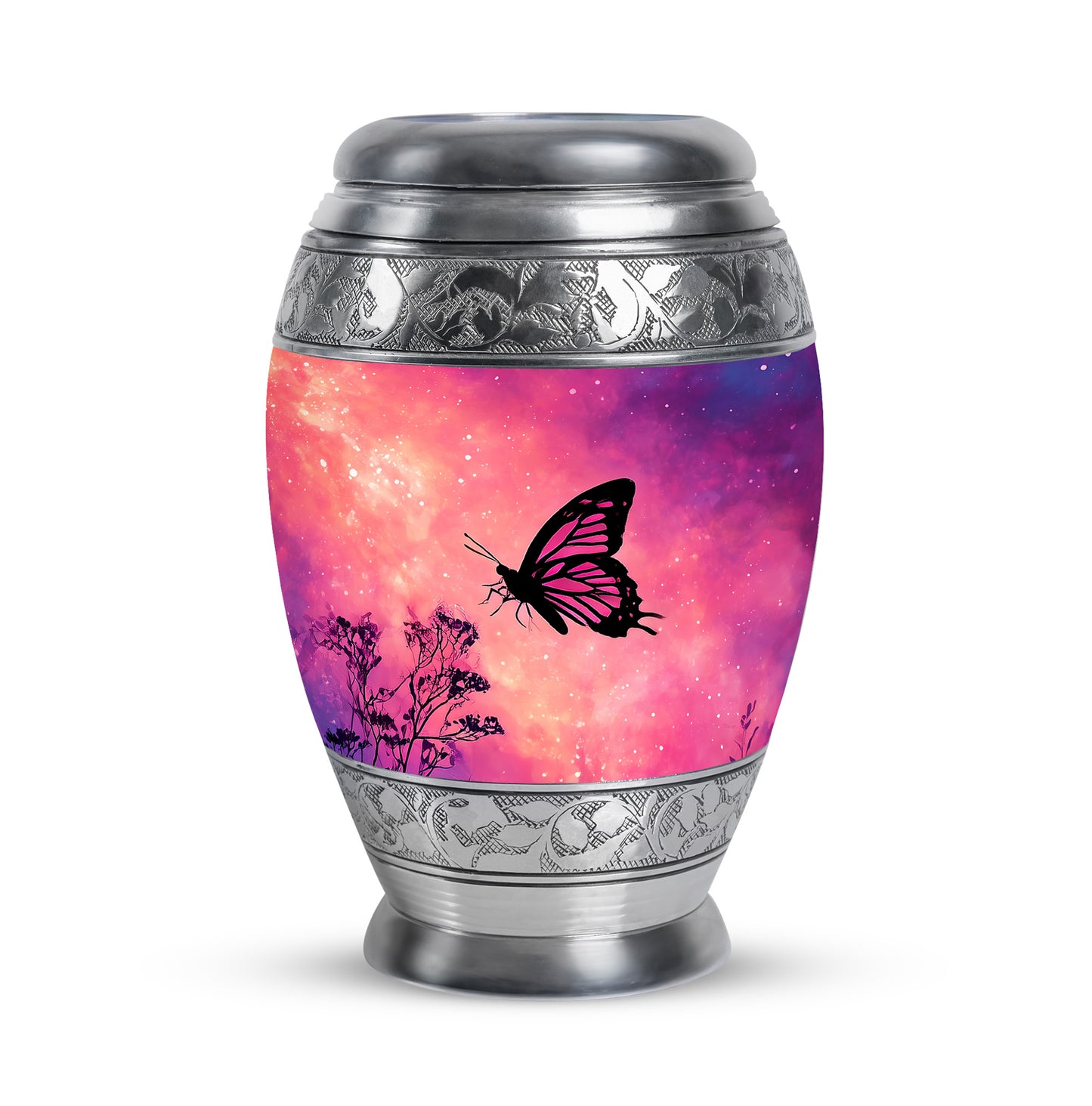 Personalized Pink Butterfly Cremation Urns for Ashes - Peaceful 10-inch - Yatskia
