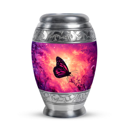 Personalized Elegant Butterfly Cremation Urns - Pink 10-inch, 200 cu in - Yatskia