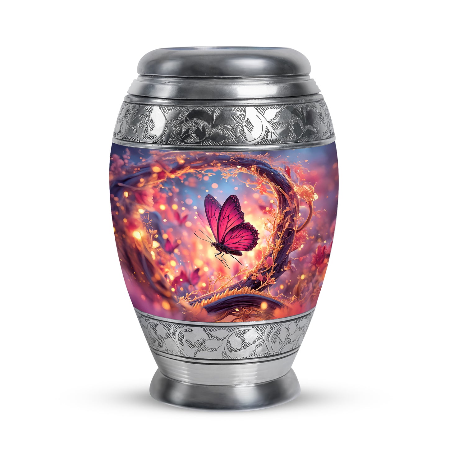 Blue Serene Butterfly Memorial Urn for Ashes - 10-inch, 200 cu in - Yatskia