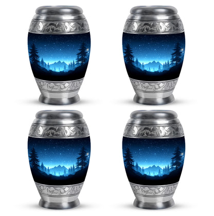 Icy Blue Blue Cremation Urn urn with complimentary velvet bag - regal blue design with crown-inspired accents - 10 inch aluminum urn for cremated remains