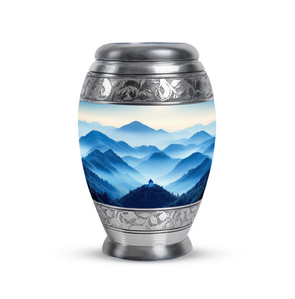 Silver Blue Comfort Cremation Urns for Human Ashes - 10-inch, 200 cu in - Yatskia