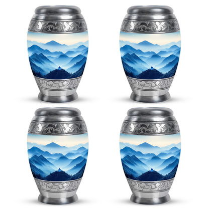 Sterling Silver Blue Cremation Urn urn with complimentary velvet bag - regal blue design with crown-inspired accents - 10 inch aluminum urn for cremated remains