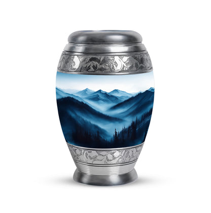 Ethereal Blue Memorial Cremation Urns - Silver 10-inch, 200 cu in - Yatskia