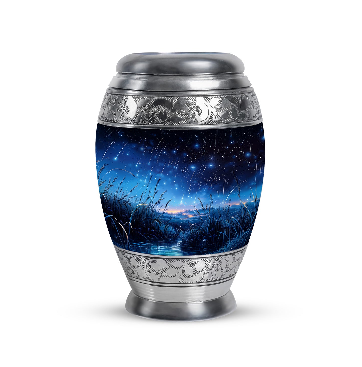 Personalized Black Cherished Blue Cremation Urns for Human Ashes - 10-inch, 200 cu in - Yatskia