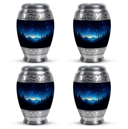 Deep Black Blue Cremation Urn urn with complimentary velvet bag - regal blue design with crown-inspired accents - 10 inch aluminum urn for cremated remains