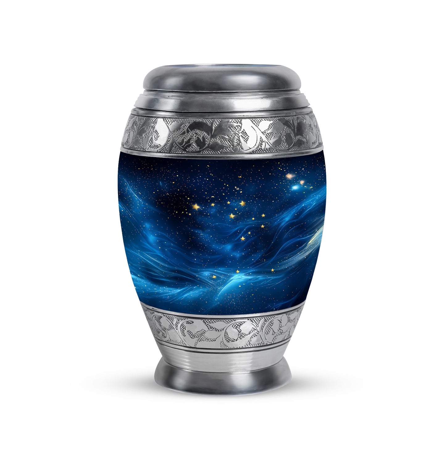Personalized Refined Blue Cremation Urns - Black 10-inch, 200 cu in - Yatskia