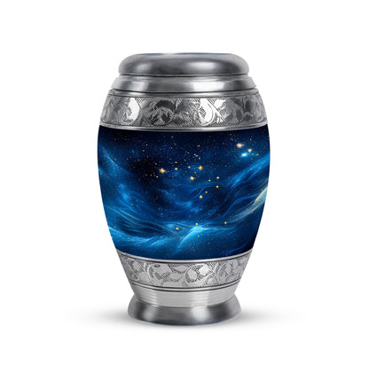 Personalized Refined Blue Cremation Urns - Black 10-inch, 200 cu in - Yatskia