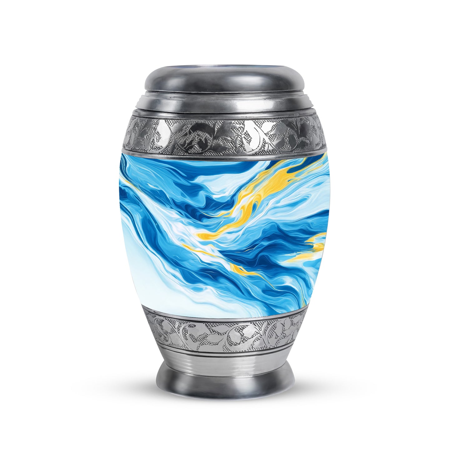 Luminous Blue Blue Blessing Urn for Human Ashes - 10-inch, 200 cu in - Yatskia