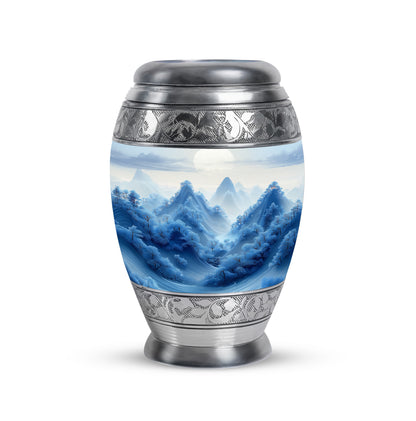 Sublime Blue Cremation Urns for Human Ashes - Silver 10-inch - Yatskia