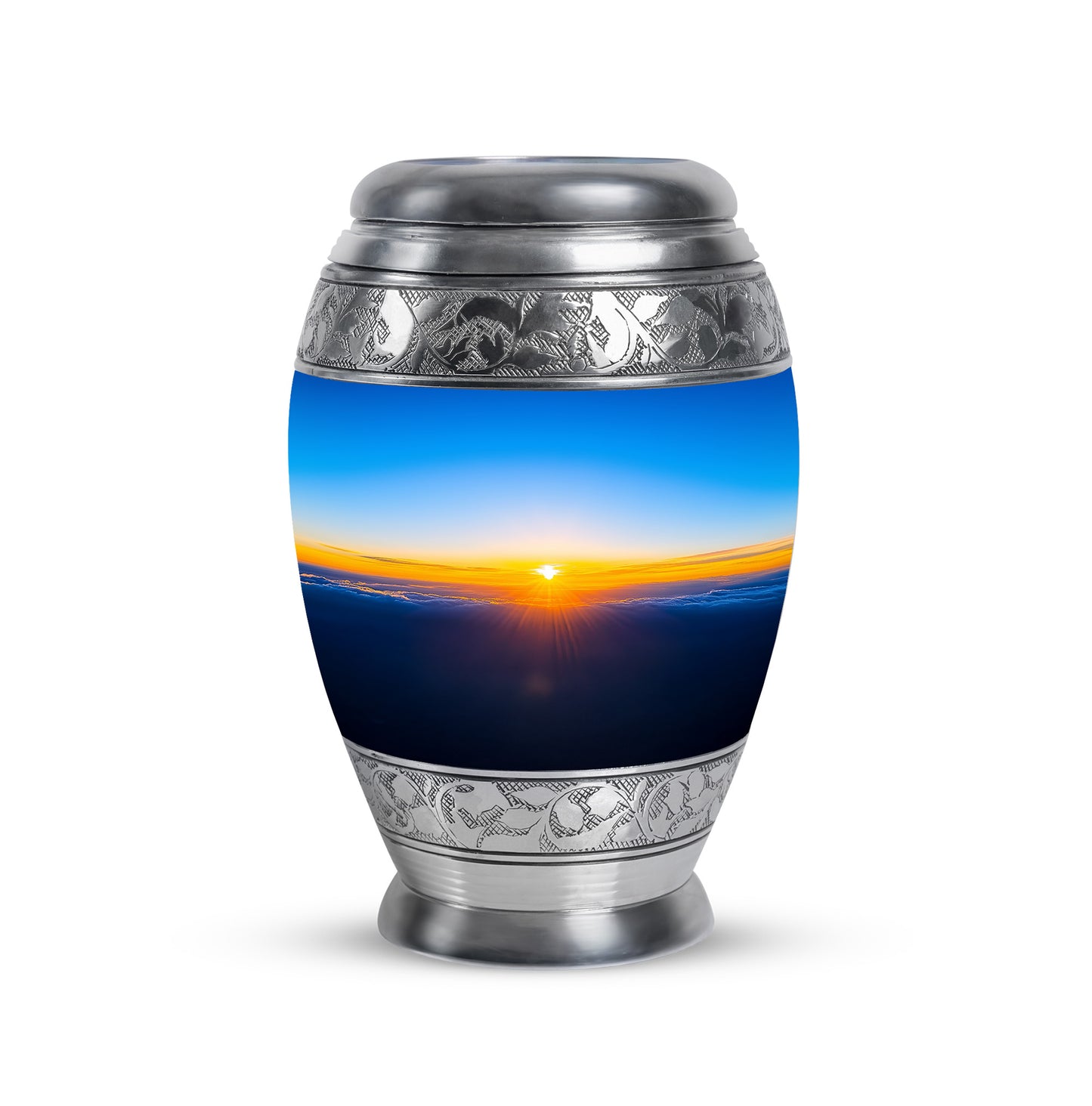 Blue Resounding Blue Memorial Urn for Ashes - 10-inch, 200 cu in - Yatskia