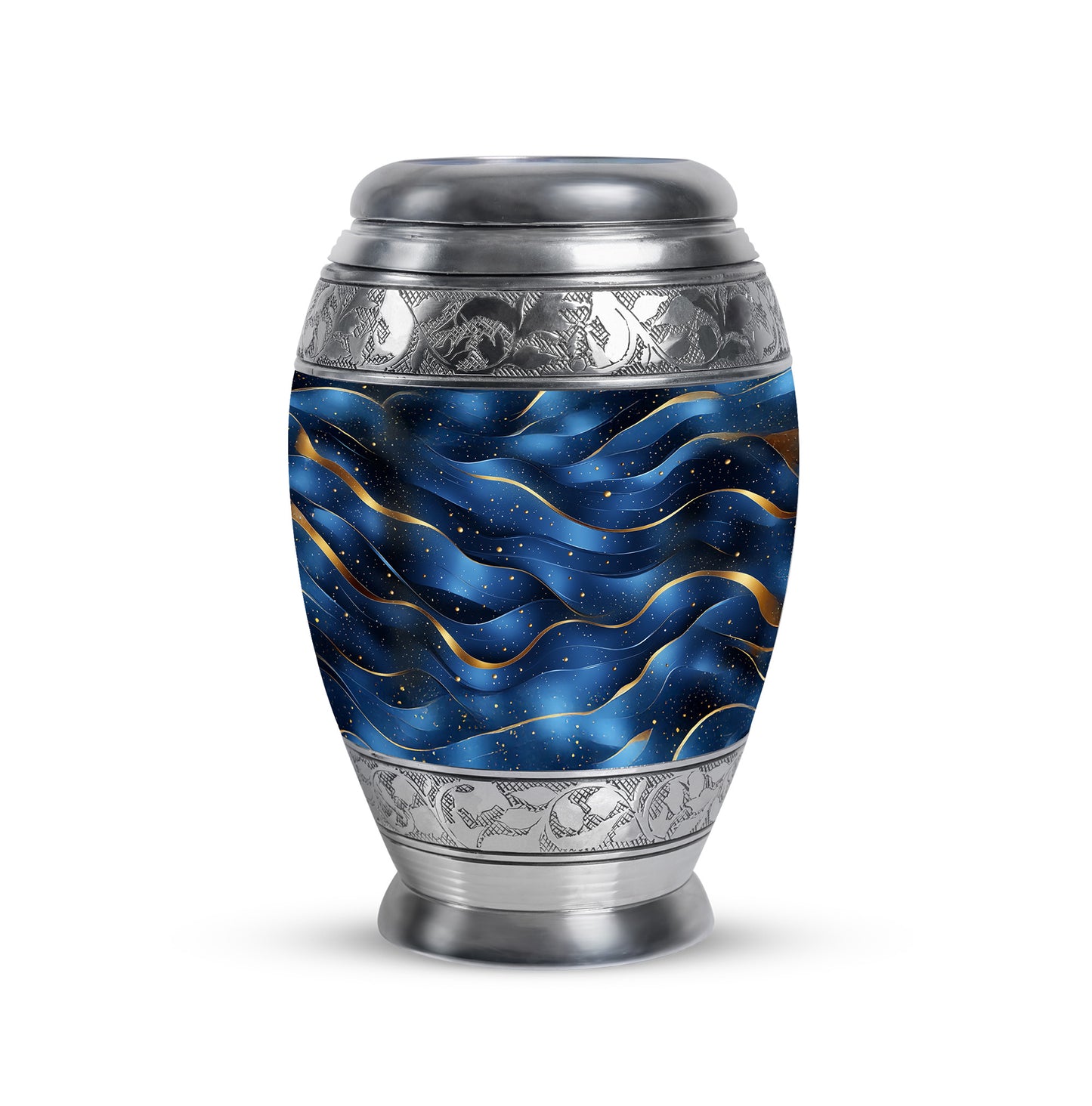 Resplendent Blue Blue Cremation Urn for Ashes - 10-inch, 200 cu in - Yatskia