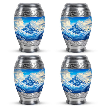Sky Blue Blue Cremation Urn urn with complimentary velvet bag - regal blue design with crown-inspired accents - 10 inch aluminum urn for cremated remains