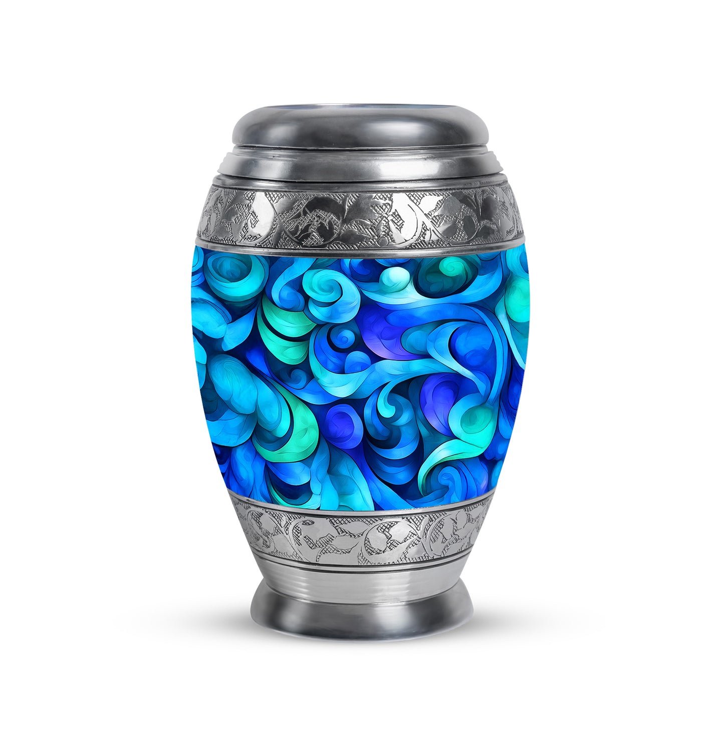Dignified Blue Blue Cremation Urn for Ashes - 10-inch, 200 cu in - Yatskia