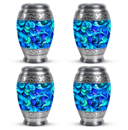 Slate Blue Blue Cremation Urn urn with complimentary velvet bag - regal blue design with crown-inspired accents - 10 inch aluminum urn for cremated remains