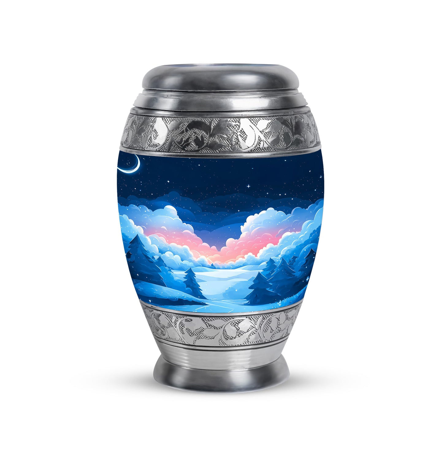 Personalized Blue Heavenly Blue Cremation Urns for Human Ashes - 10-inch, 200 cu in - Yatskia