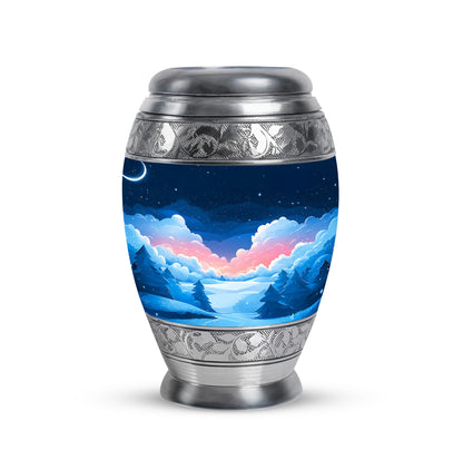 Personalized Blue Heavenly Blue Cremation Urns for Human Ashes - 10-inch, 200 cu in - Yatskia