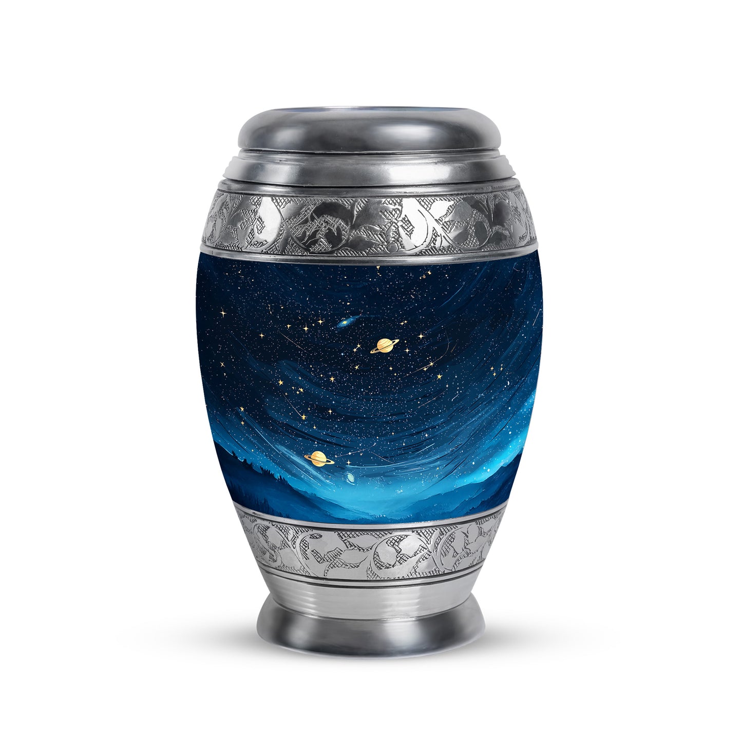 Black Blue Cremation Urns - Enduring Dedication 10-inch, 200 cu in - Yatskia