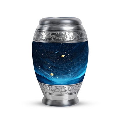 Black Blue Cremation Urns - Enduring Dedication 10-inch, 200 cu in - Yatskia
