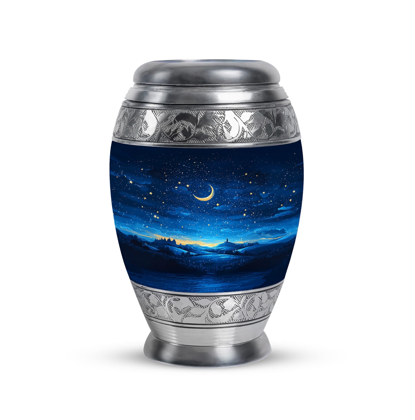 Dignified Blue Blue Cremation Urn for Ashes - 10-inch, 200 cu in - Yatskia