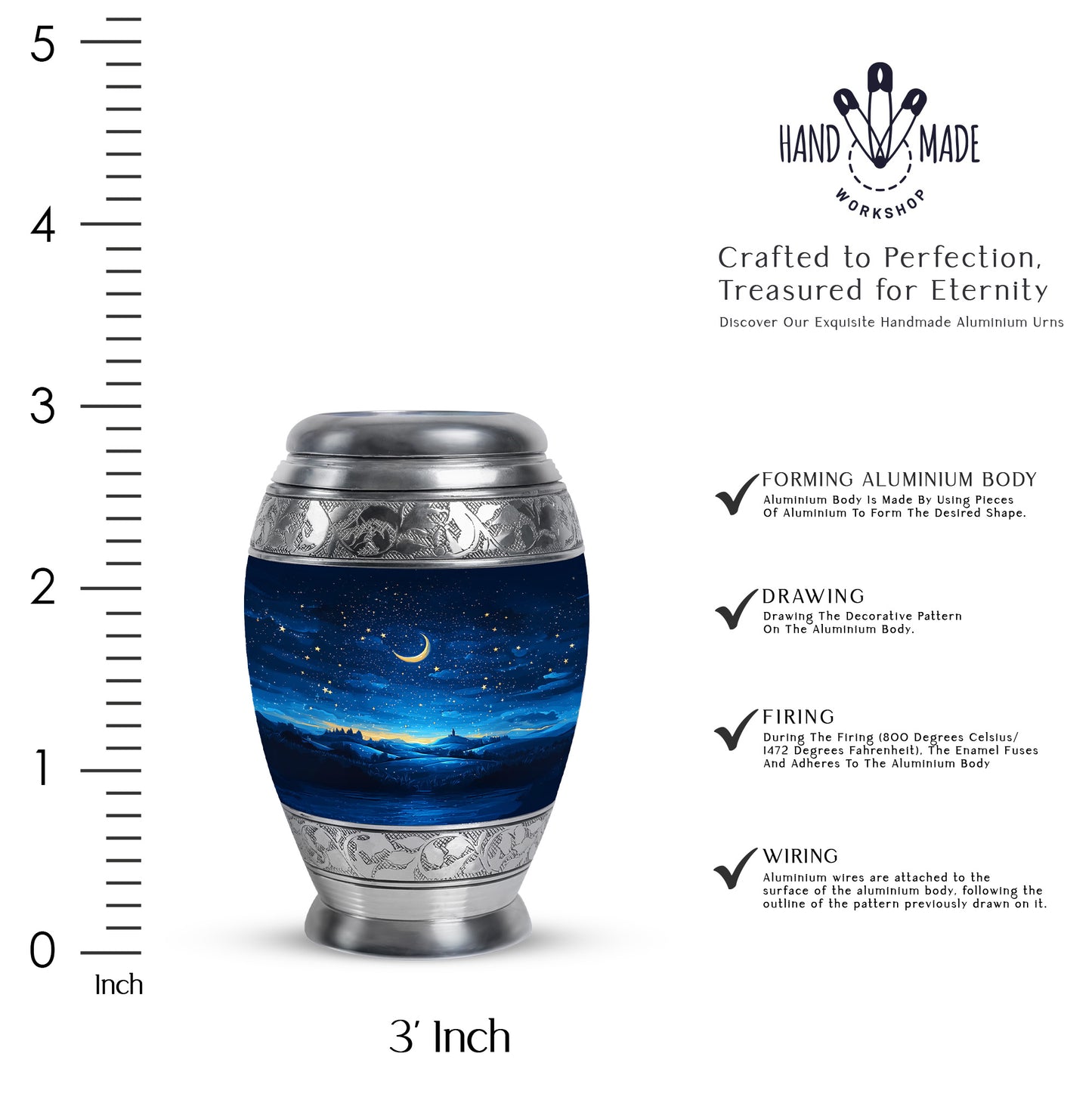 Sky Blue Blue Cremation Urn lifestyle display on memorial shelf - regal blue design with crown-inspired accents - mini keepsake memorial for portion of cremation ashes