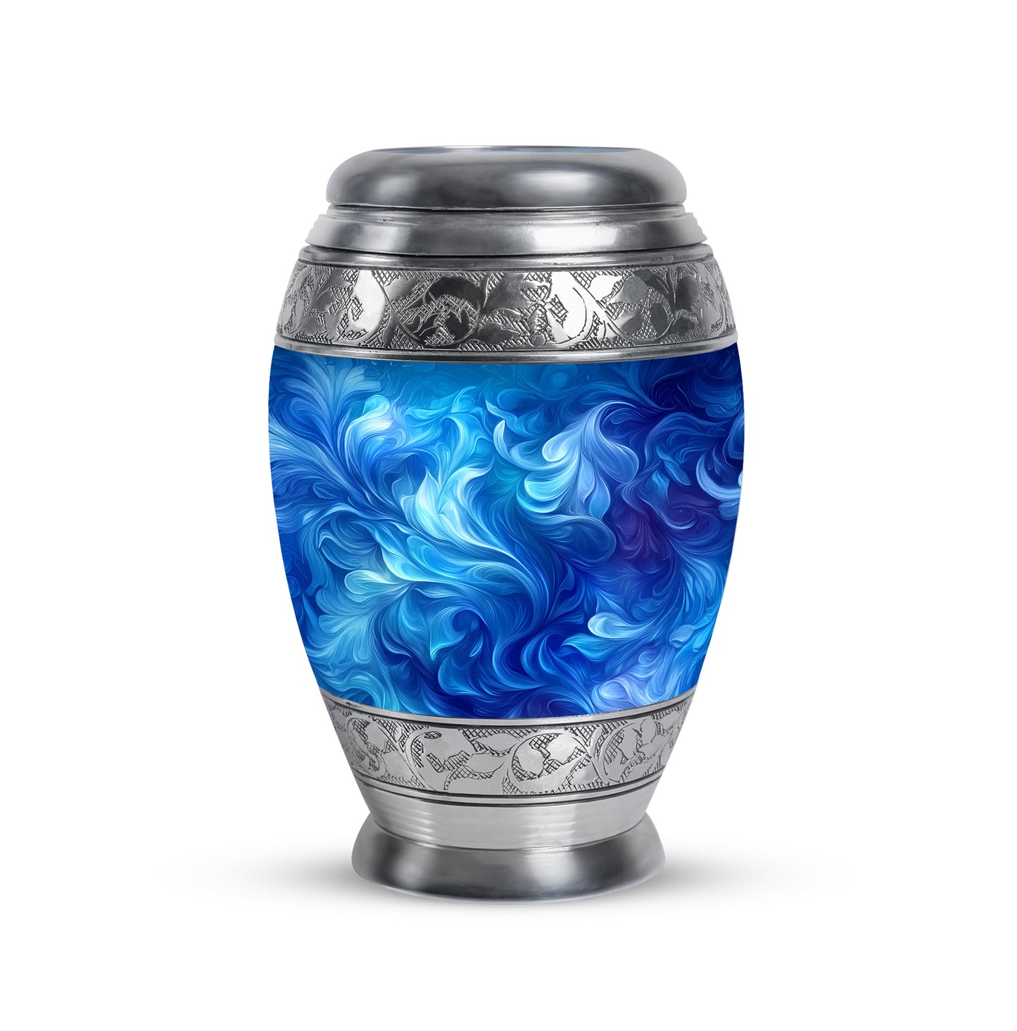 Personalized Blue Cremation Urns - Wondrous Blue 10-inch, 200 cu in - Yatskia