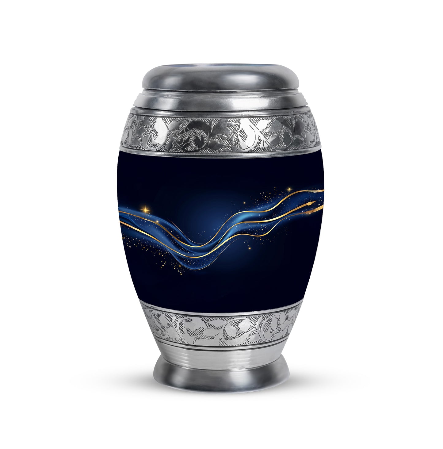 Timeless Black Blue Cremation Urn for Ashes - 10-inch, 200 cu in - Yatskia