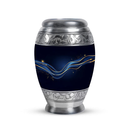 Timeless Black Blue Cremation Urn for Ashes - 10-inch, 200 cu in - Yatskia