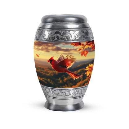 Luminous Gold Cardinal Embrace Urn for Human Ashes - 10-inch, 200 cu in - Yatskia