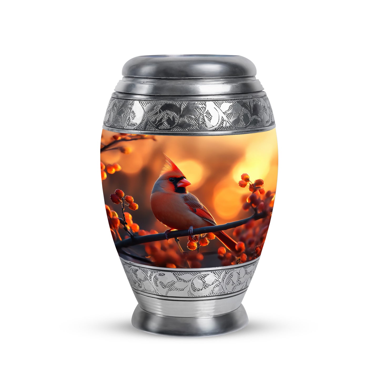 Gold Cardinal Embrace Cremation Urns for Human Ashes - 10-inch, 200 cu in - Yatskia