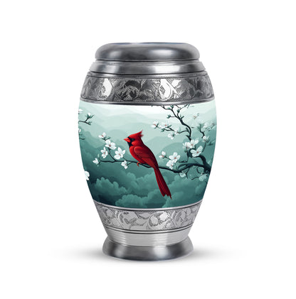 Graceful Silver Cardinal Promise Urn for Human Ashes - Yatskia