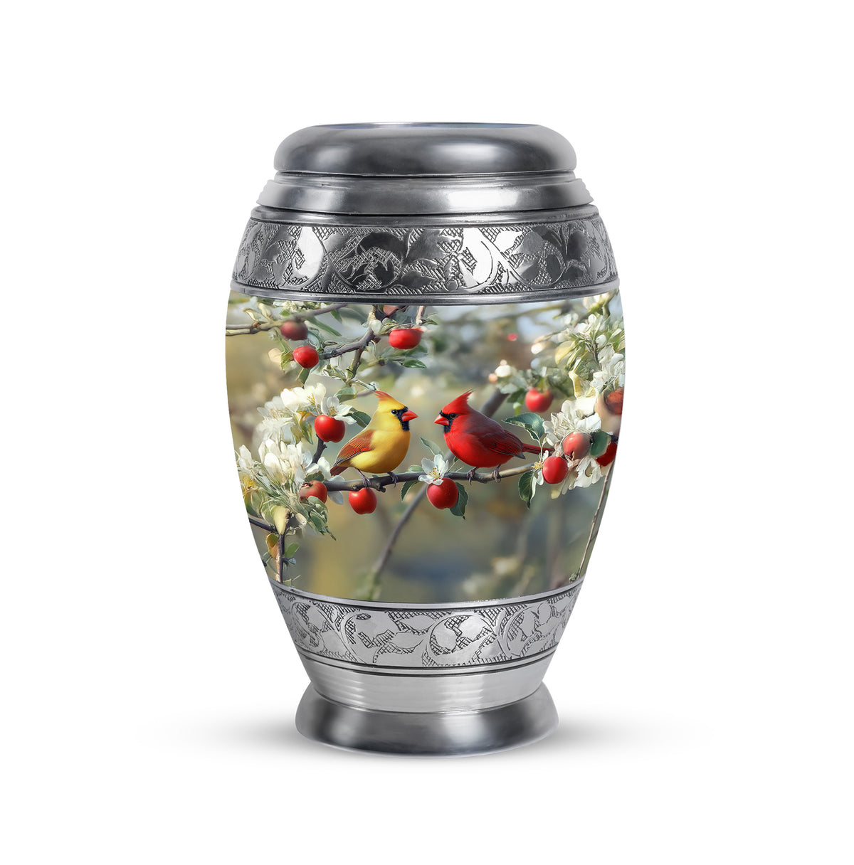 Harmonious Cardinal Cremation Urns for Human Ashes - Silver - Yatskia