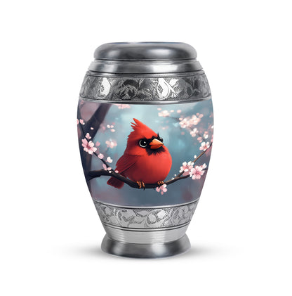 Teal Comforting Cardinal Memorial Urn for Ashes - 10-inch, 200 cu in - Yatskia