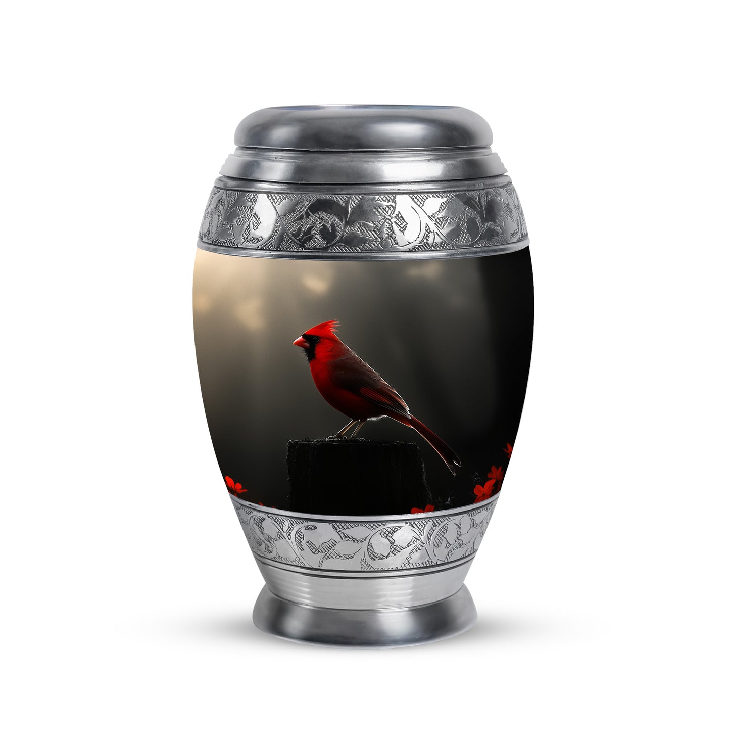 Black Comforting Cardinal Memorial Urn for Ashes - 10-inch, 200 cu in - Yatskia
