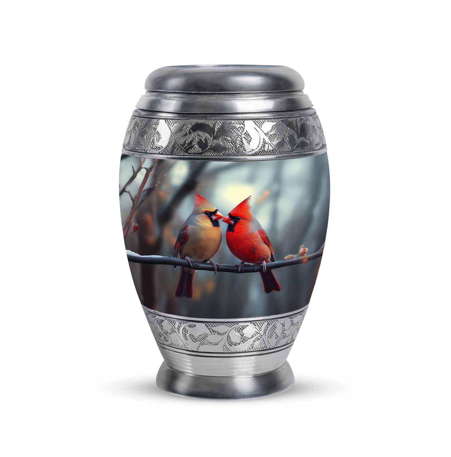 Gray Cardinal Cremation Urns - Honored Embrace 10-inch, 200 cu in - Yatskia