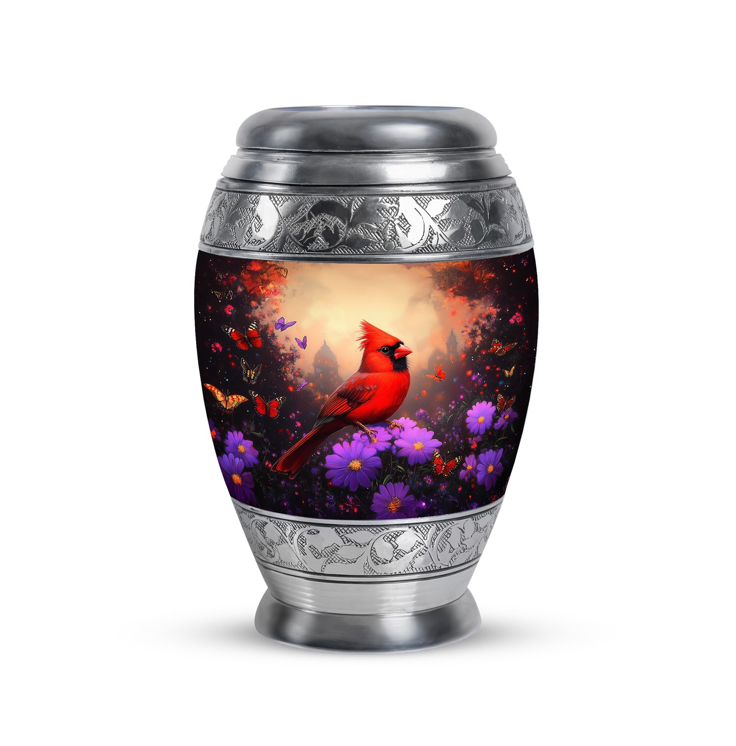 Illustrious Cardinal Memorial Cremation Urns - Black 10-inch, 200 cu in - Yatskia