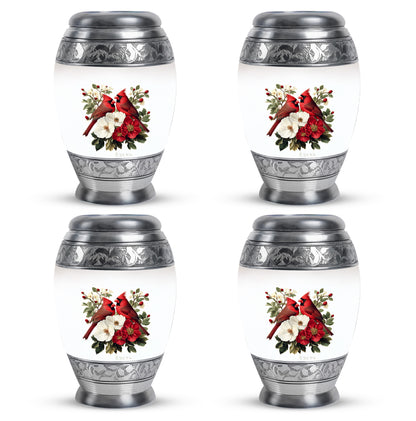 Sterling Silver Cardinal Cremation Urn urn with complimentary velvet bag - regal cardinal design with crown-inspired accents - 10 inch aluminum urn for cremated remains