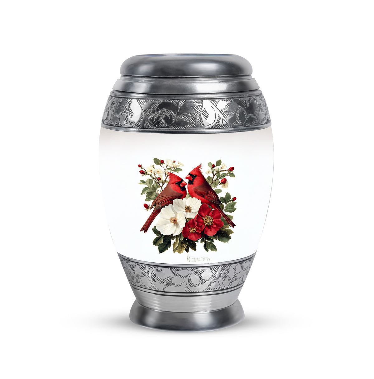Personalized Silver Cardinal Cremation Urns for Ashes - Transcendent - Yatskia
