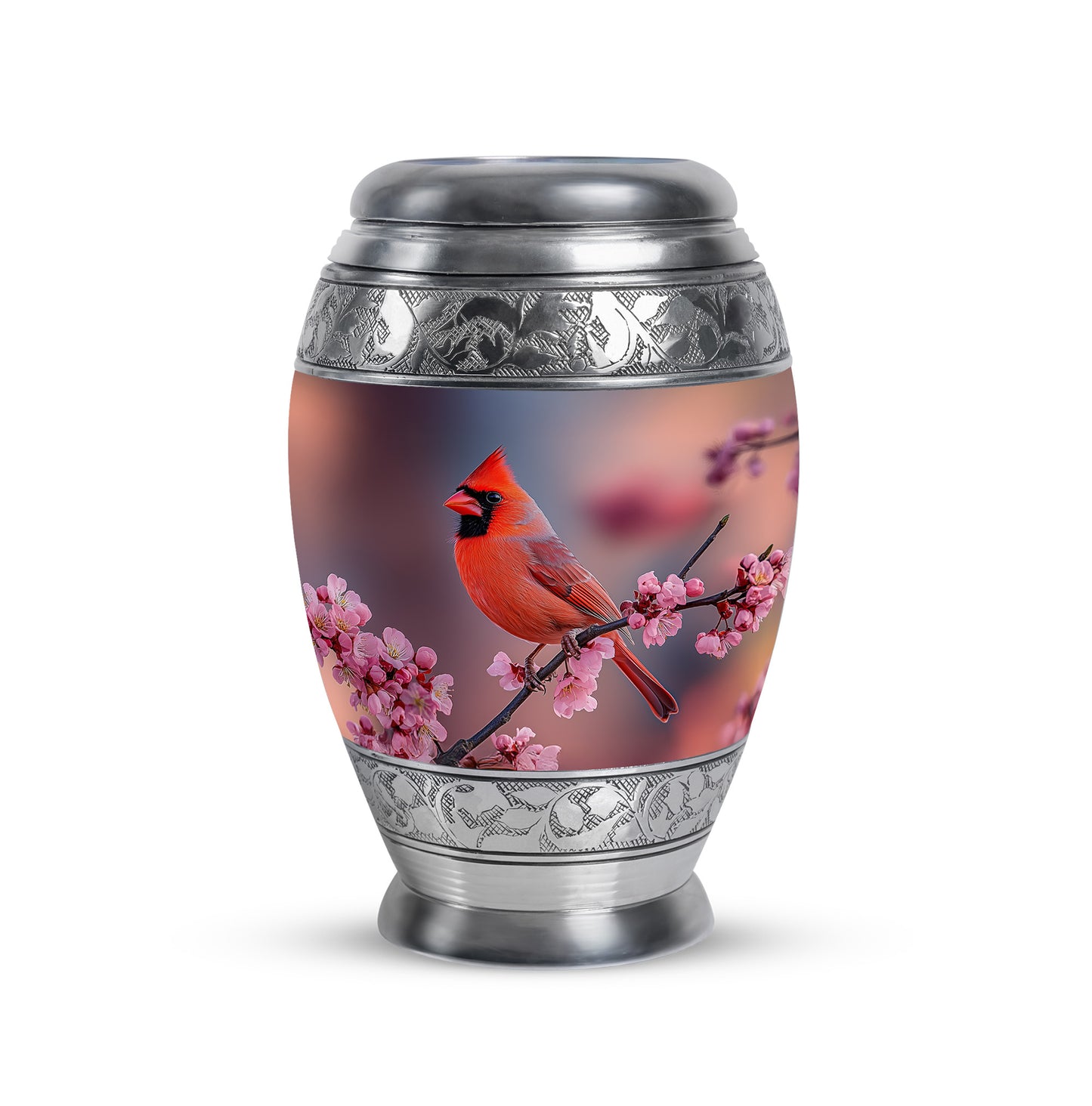 Personalized Pink Sovereign Cardinal Cremation Urns for Human Ashes - 10-inch, 200 cu in - Yatskia