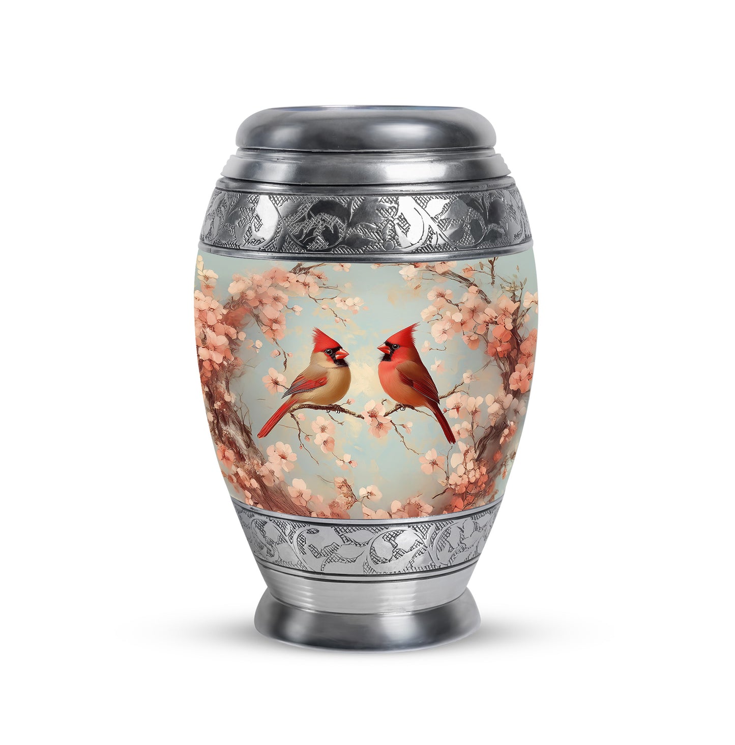 Stunning Gray Cardinal Testament Urn for Human Ashes - 10-inch, 200 cu in - Yatskia