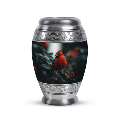 Black Breathtaking Cardinal Memorial Urn for Ashes - 10-inch, 200 cu in - Yatskia