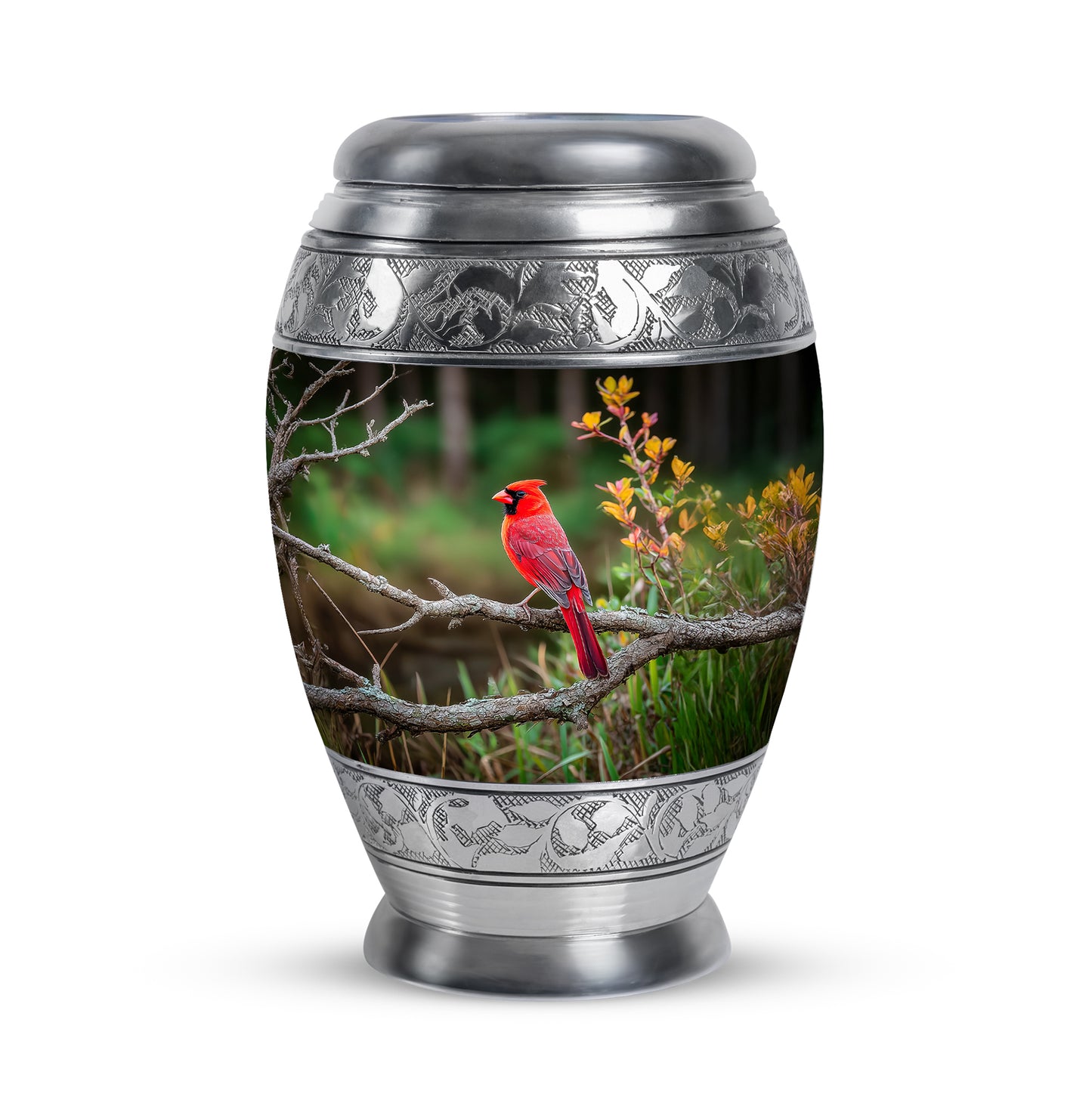 Everlasting Green Cardinal Comfort Urn for Human Ashes - 10-inch, 200 cu in - Yatskia