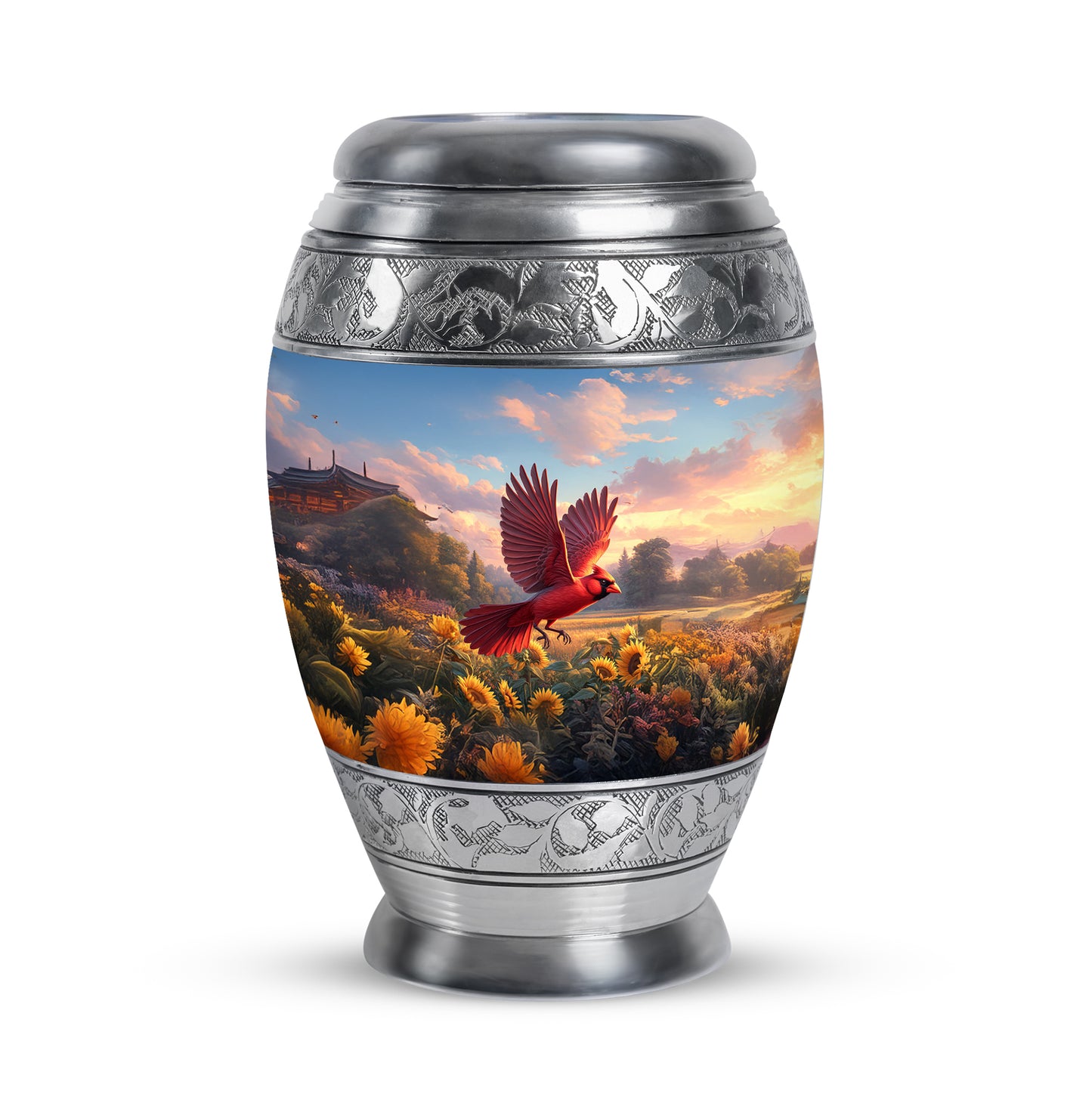 Blue Cardinal Memorial Cremation Urns for Human Ashes - 10-inch, 200 cu in - Yatskia