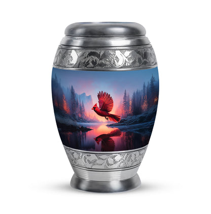 Personalized Blue Sovereign Cardinal Cremation Urns for Human Ashes - 10-inch, 200 cu in - Yatskia
