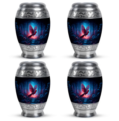 Obsidian Black Cardinal Cremation Urn urn with complimentary velvet bag - royal cardinal engraving with decorative scrollwork - 10 inch aluminum urn for cremated remains