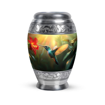 Personalized Hummingbird Cremation Urns - Pristine Gold 10-inch, 200 cu in - Yatskia