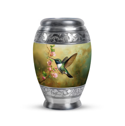 Gold Hummingbird Comfort Cremation Urns for Human Ashes - 10-inch, 200 cu in - Yatskia