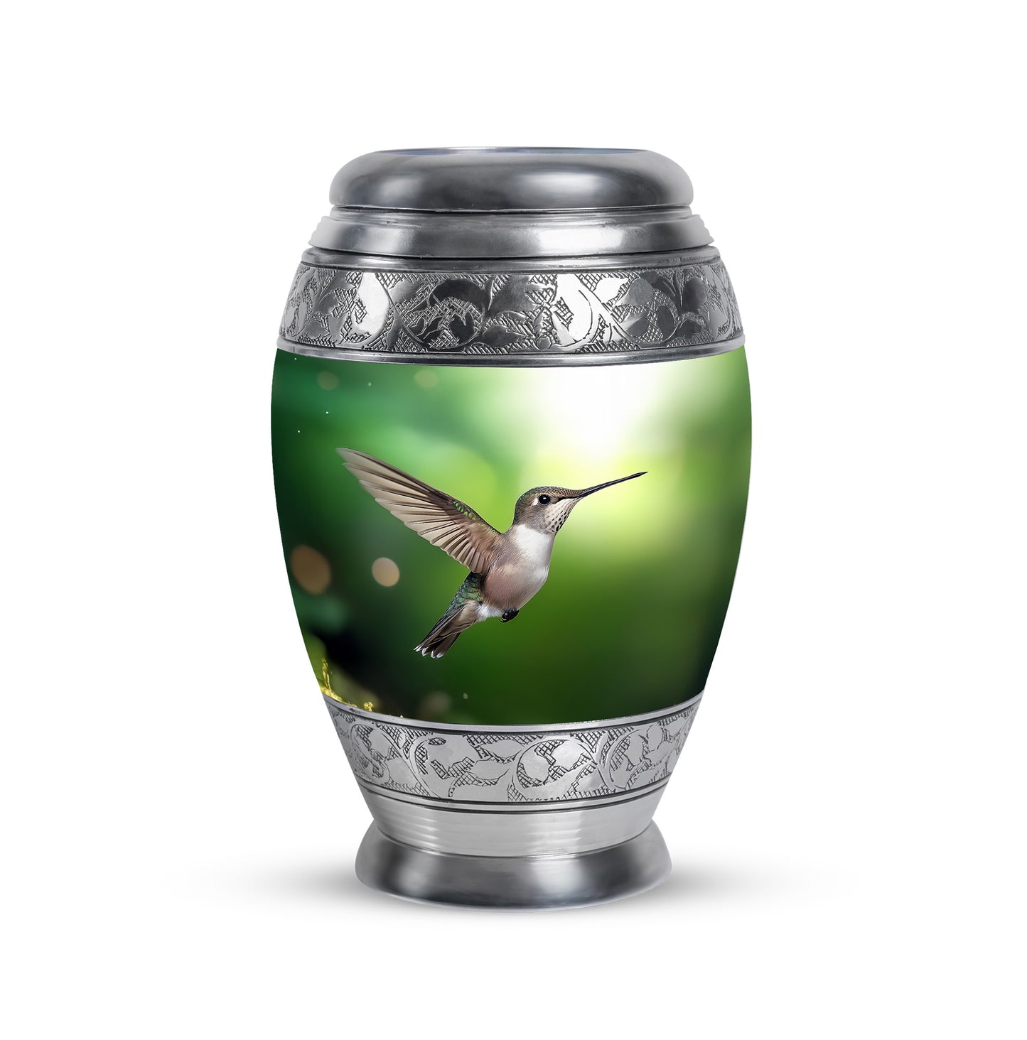 Green Resounding Hummingbird Memorial Urn for Ashes - 10-inch, 200 cu in - Yatskia
