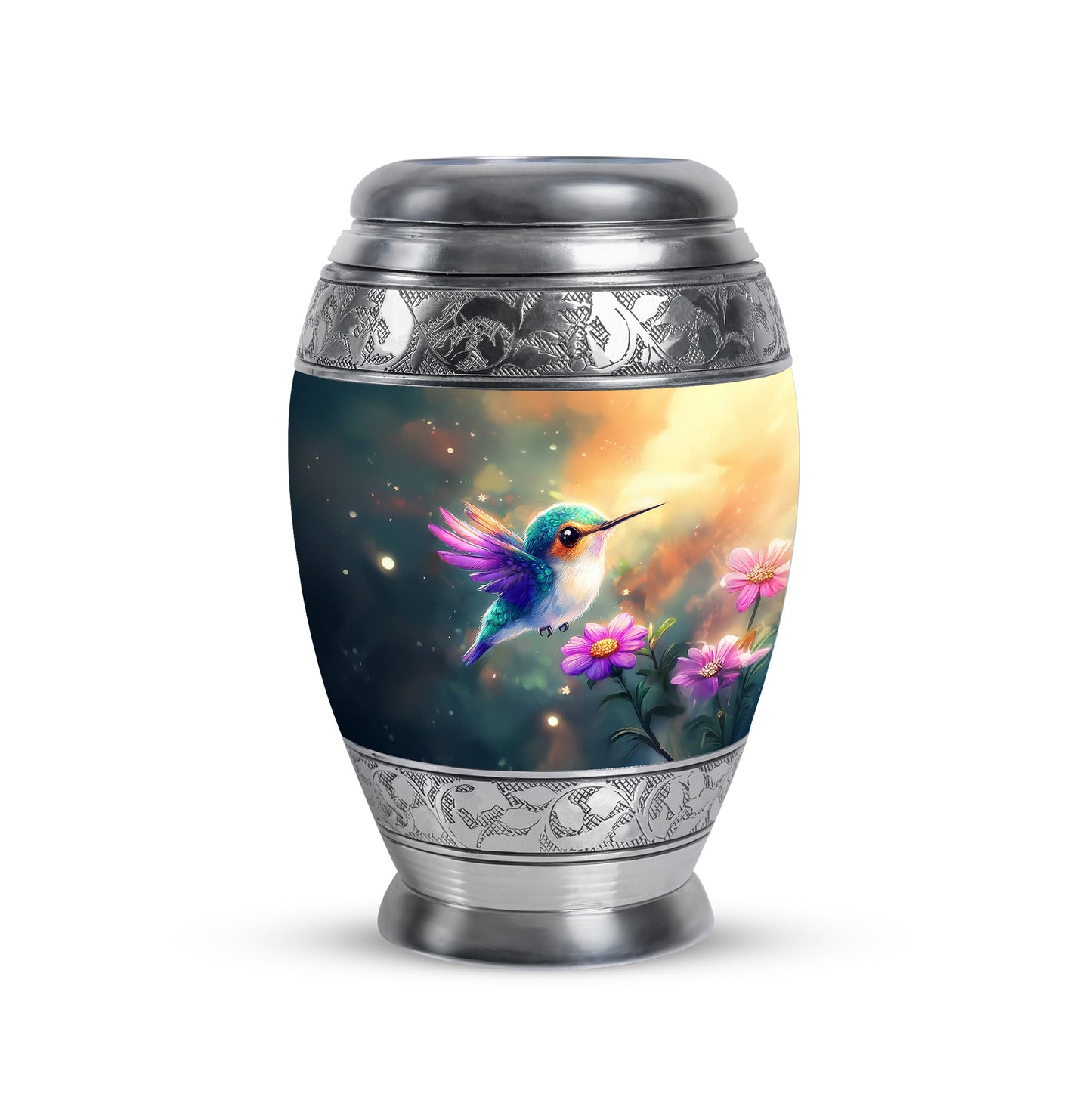 Personalized Refined Hummingbird Cremation Urns - Teal 10-inch, 200 cu in - Yatskia