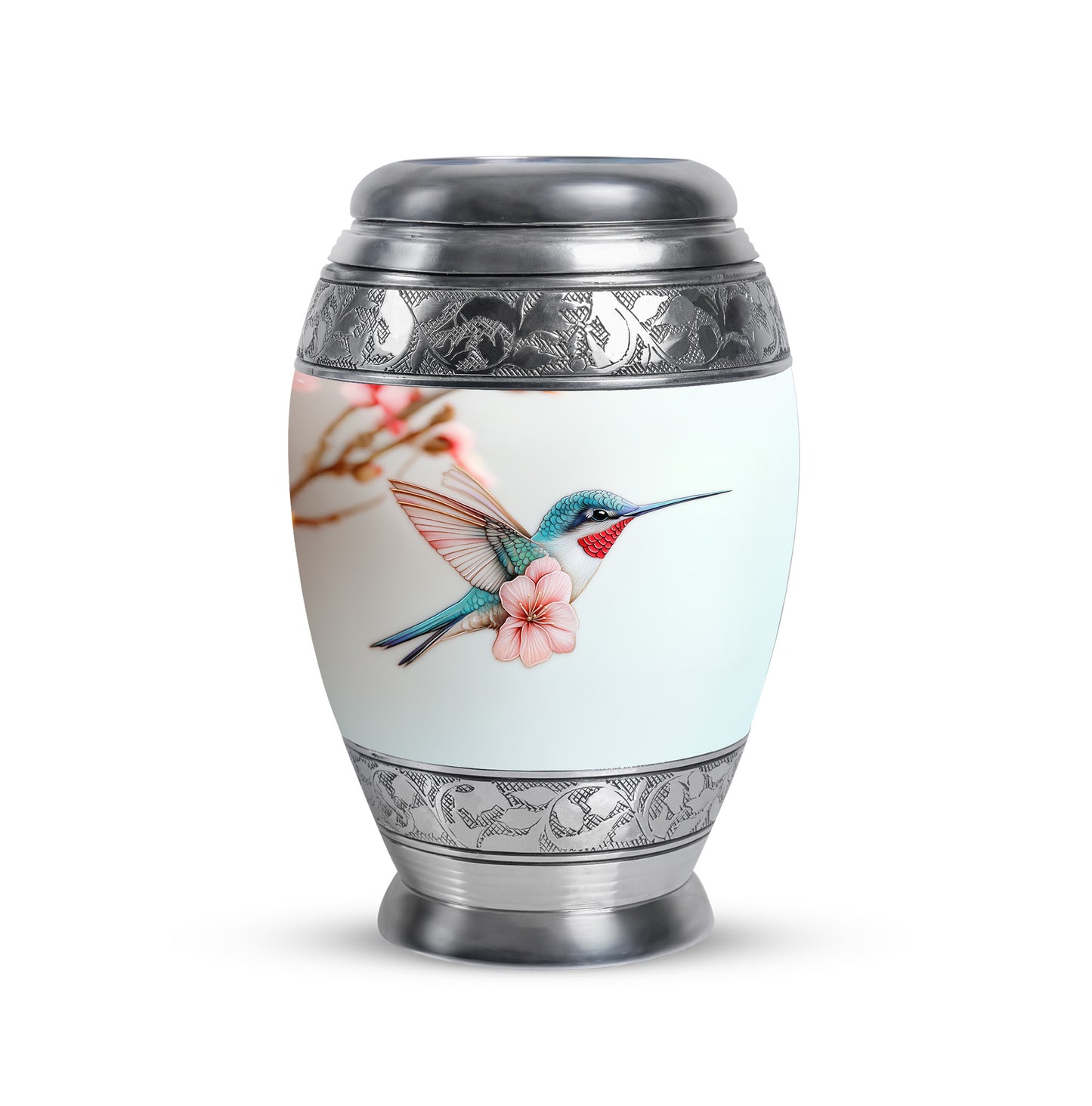 Sublime Hummingbird Cremation Urns for Human Ashes - Silver 10-inch - Yatskia